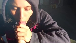 Shy Hoodie Girl Eats All My Cum (BARELY LEGAL TEEN)