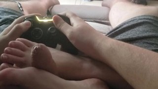 Footjob While Playing Some Battlefield