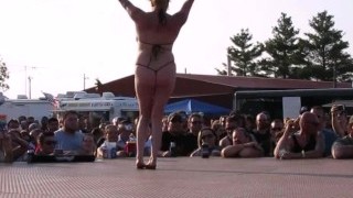 Interesting Amateur Pole Stripping Contest At A Iowa Biker Rally