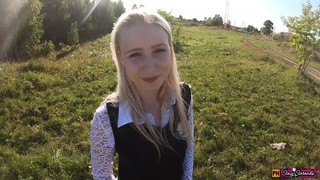 Beautiful Teen Schoolgirl Mouth And Pussy Fucked On The Way From School