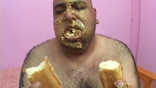 Dirty Fat Dude Eats Cake And Gets His Cock Pleasured By Nollie