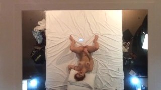 Masturbating In The Hotel Bed - View From Above In The Ceiling Mirror