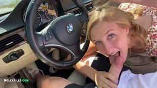 College Slut Gets Roadside Creampie - Molly Pills - Public Fucking In Car Pov 4k