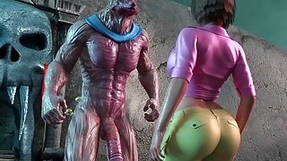 Big Tits Babe Fucked By An Ancient Monster In A 3d