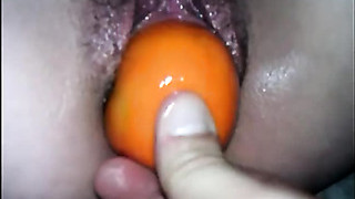 Putting Fruit Into Her Super Wet Pussy