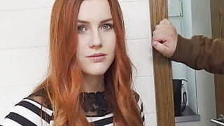 VIP4K. Hunter Fucks Gorgeous Redhead In A Public Restroom