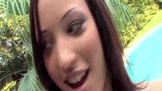 Poolside Oral And Hardcore Fucking With A Skinny Brunette Girl