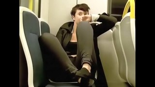 Short Haired Chubby Teen Masturbates In Public Transport