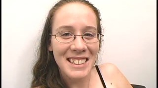 Nerdy Girl In Glasses Gives A Blowjob In An Office