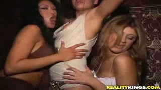 Two Sexy Chicks Get Fucked Rough In A Foursome After Partying