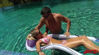 Bikini, Blonde, Couple, Pool