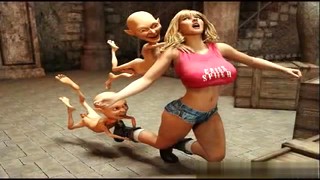 Two Funny Goblins Catch Busty Blonde