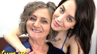 Hot Granny Gets Her Hairy Pussy Eaten By A Shy Teen