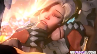 Naughty Big Boobs Blonde Super Hero From Overwatch Called Mercy Gets To Heal Dicks