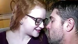 Red Haired Plumper With Glasses And Big Boobs, Kaycee Is Getting Fucked On The Sofa