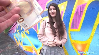 Cute Teen Gets A Little Cash For Flashing In Public And Being Not Afraid To Fuck Outdoor