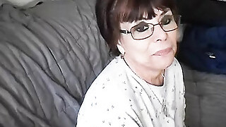 Dark Haired Granny Taking Some Cumshots