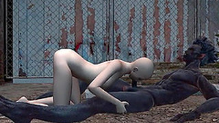 Bald 3D Cartoon Babe Getting Fucked By A Monster