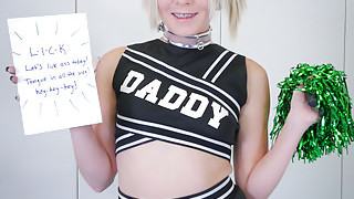 Blond Cheerleader In Braces Gets Punished With Ass To Mouth
