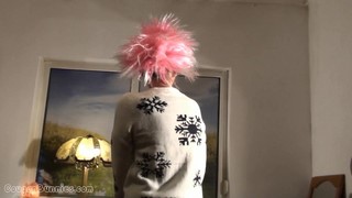 Doris Dawn With Funny Pink Hair Demonstrates Her Pussy