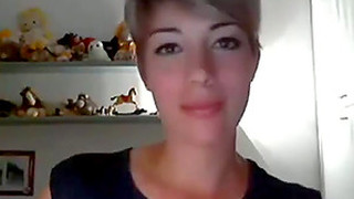 Very Beautiful Short Hair Girl Pleasures Her Pussy