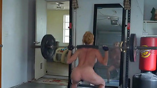 Ginger Busty Milf Working Naked In The Gym