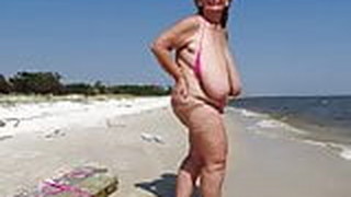 Spiaggia, Tette grosse, Nonna, Mature, MILF, Naturali