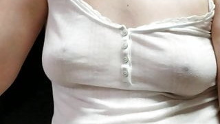 Wife's Tit's In See Through Shirt Down Blouse